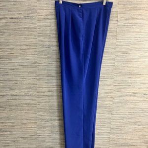 CHAUS - Royal Blue Flowey Silky-Like Pleated Front Pants - Size 14 - EUC